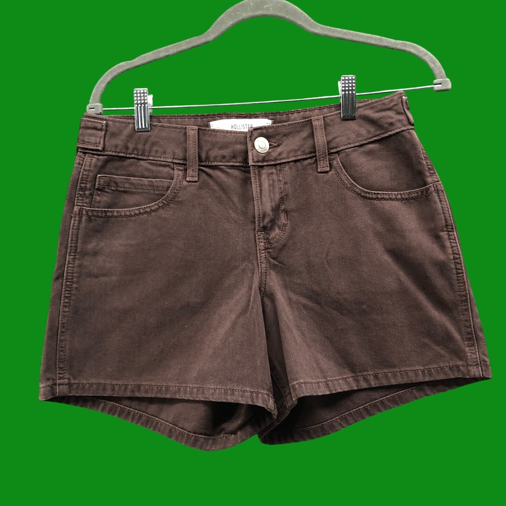 Hollister Low Rise Baggy Denim Shorts Chocolate Brown Womens 0 / 25 Y2K
